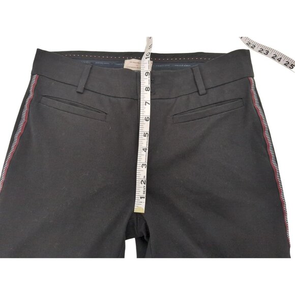 Anthropologie The Essential Slim Trouser Pants Womens 4 Black Side Stripe Retro - Picture 7 of 9